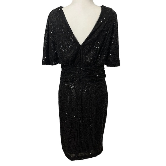 CALVIN KLEIN Sequined Bell Sleeve Crew Neck Above The Knee Party Sheath Dress 12 - Picture 8 of 17